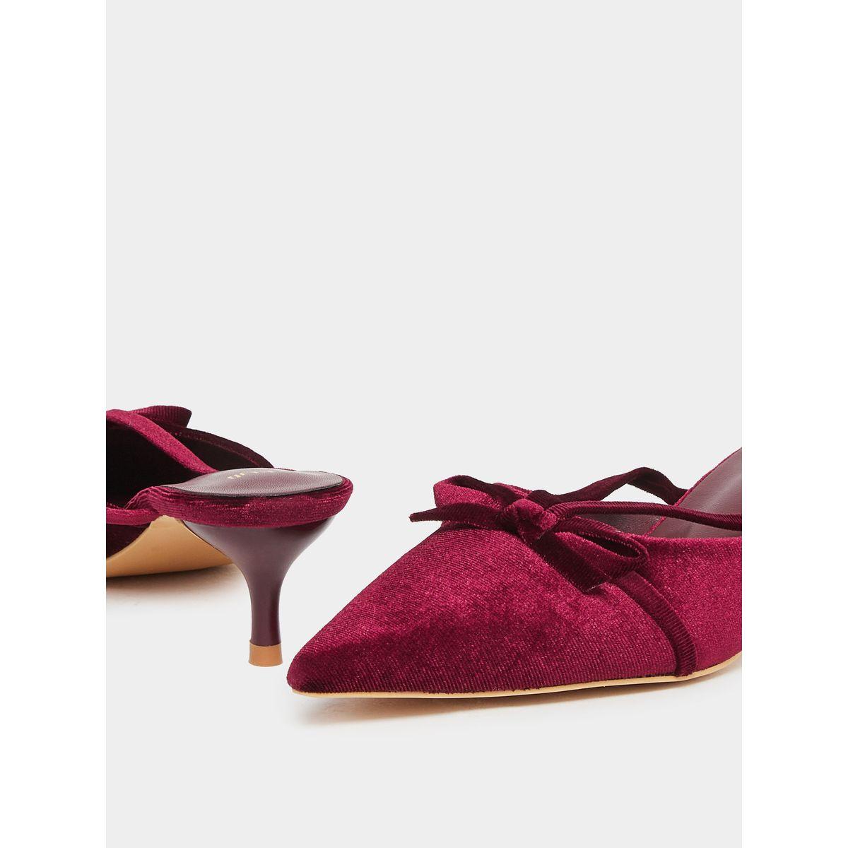 Styli Velvet Texture Bow Detail Formal Shoes-women-shoes-heels-image-3