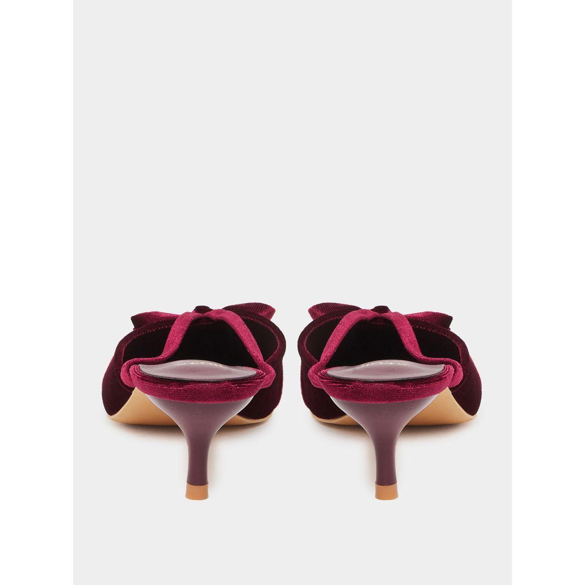 Styli Velvet Texture Bow Detail Formal Shoes-women-shoes-heels-image-4