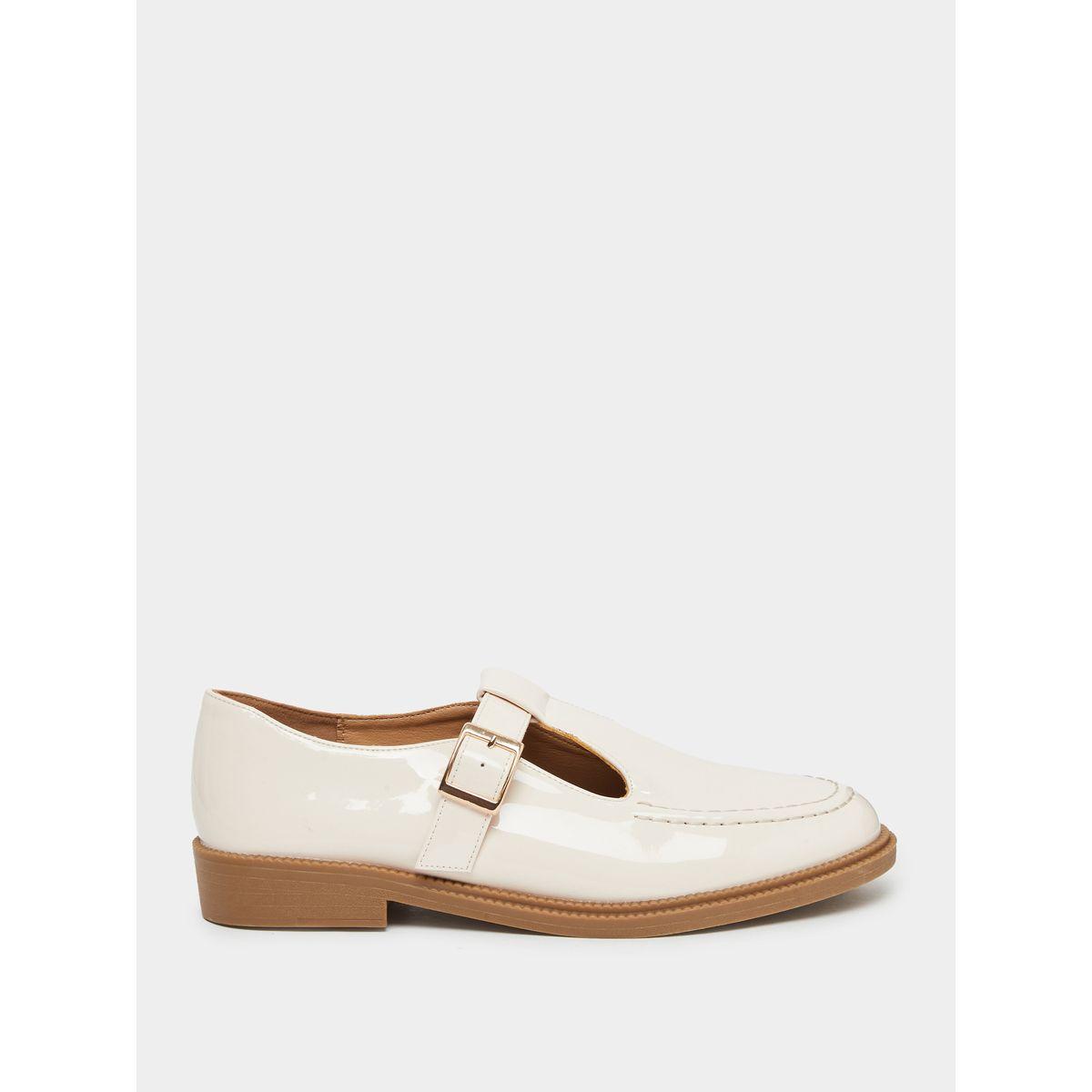 Styli Women Beige Patent Leather Look Mary Jane Loafers-women-shoes-ballerinas-image-1