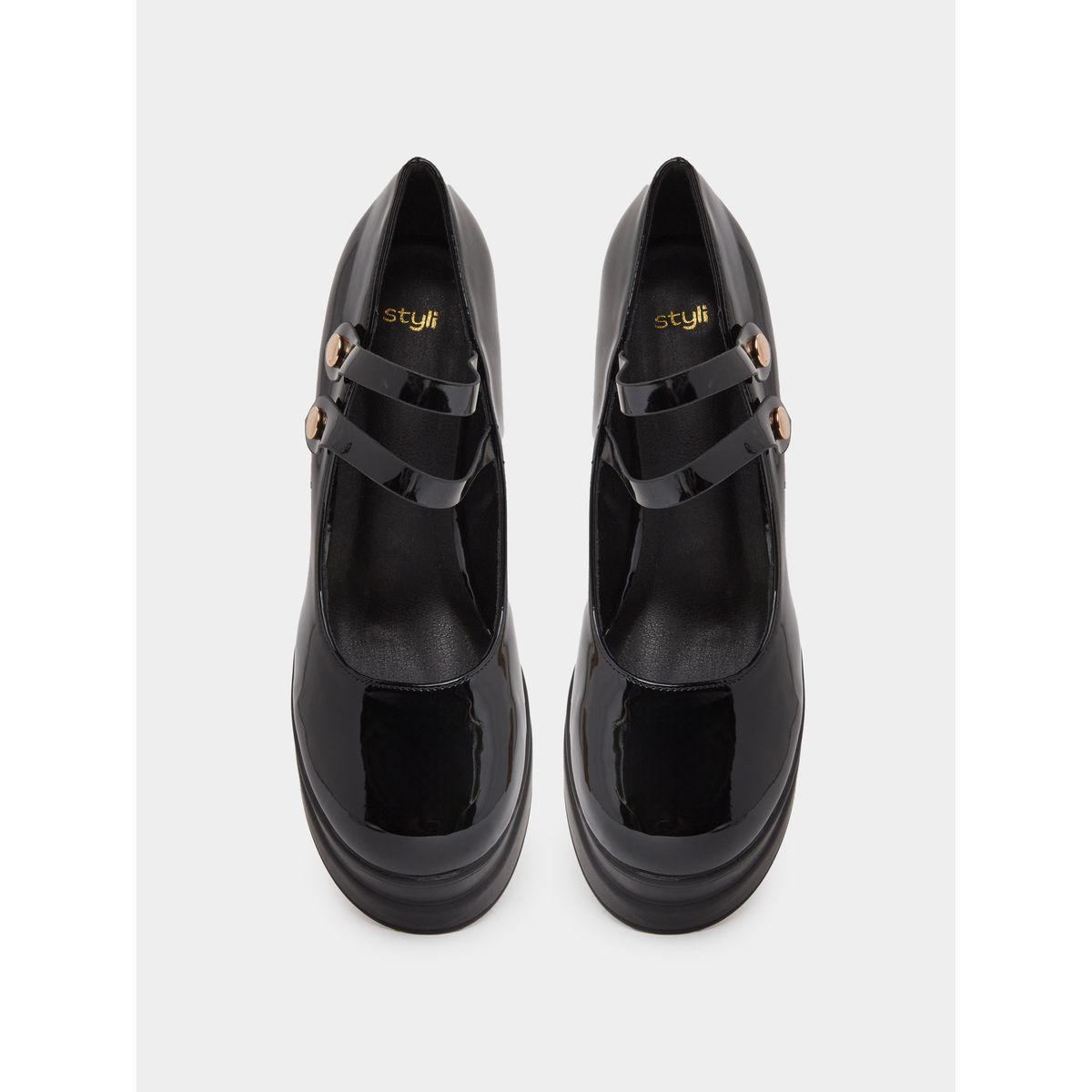 Styli Double Strap Block Heel Shoes-women-shoes-heels-image-5