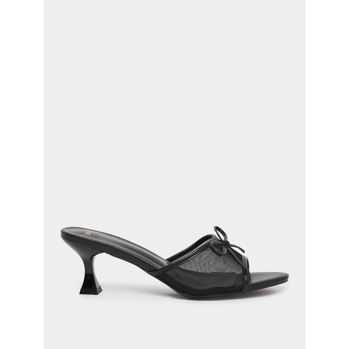 Styli Bow Detail Kitten Heel Sandals-women-shoes-sandals-heeled-image-2