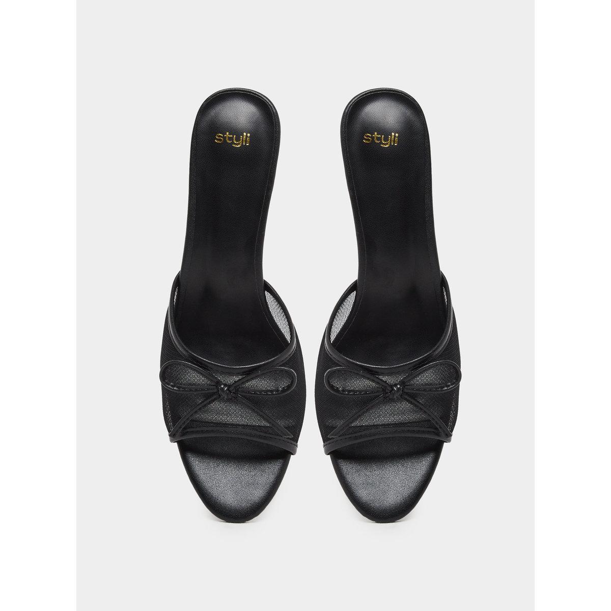 Styli Bow Detail Kitten Heel Sandals-women-shoes-sandals-heeled-image-6