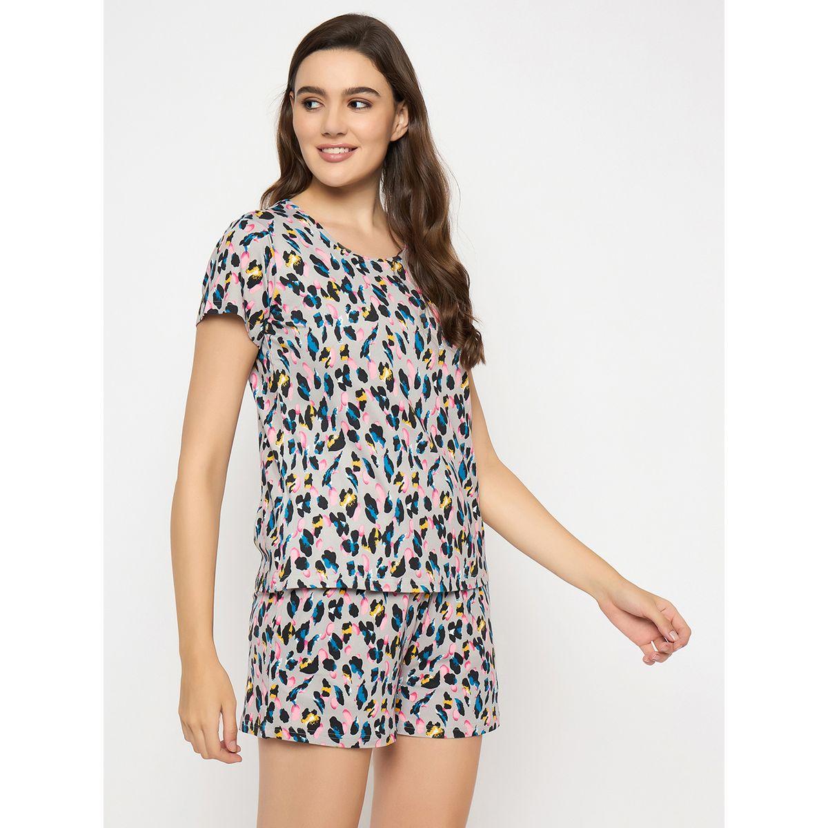 Clovia Animal Print Short Sleeve Top and Shorts Set-women-clothing-nightwear-pyjamas-shortsets-image-4
