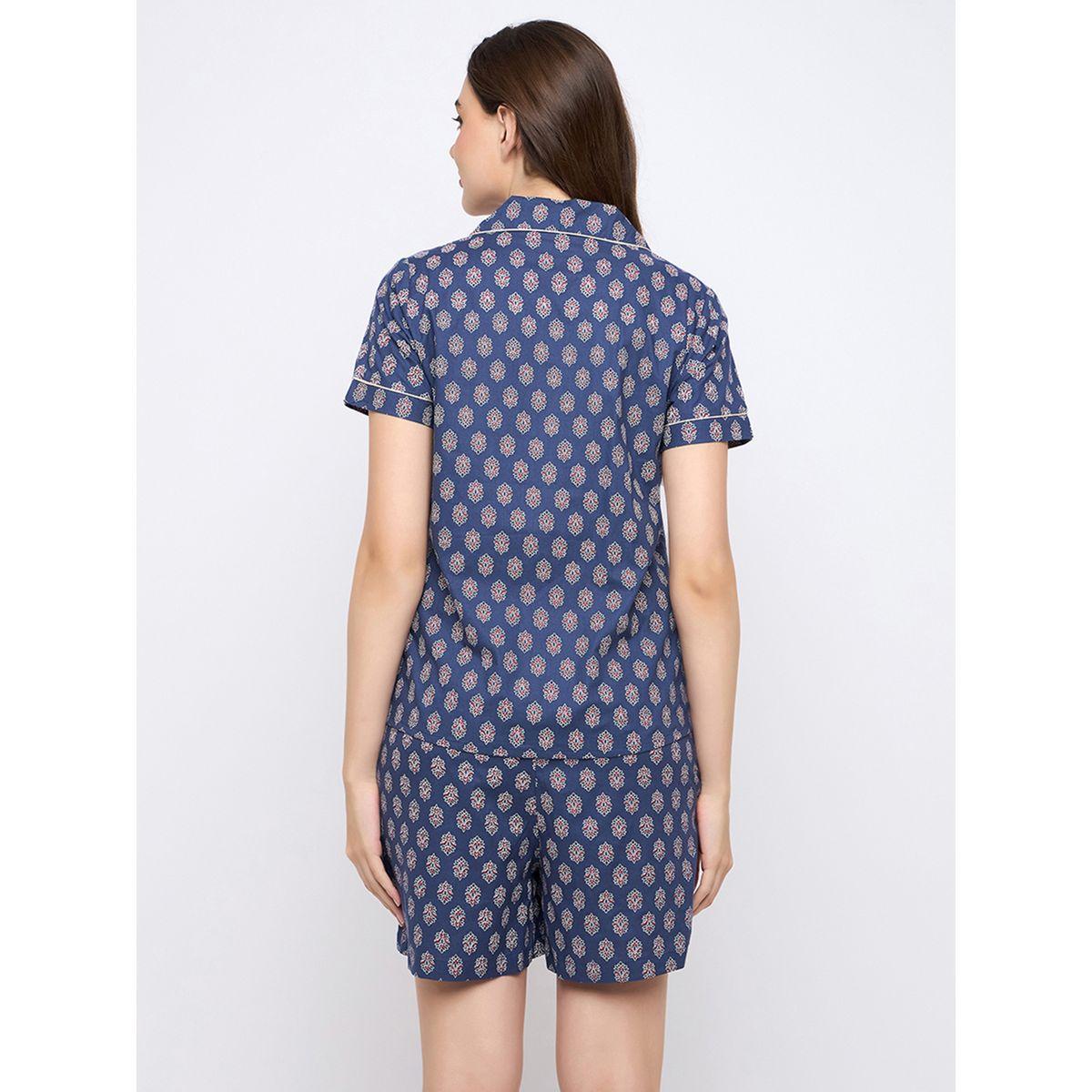 Clovia Floral Print Notch Lapel Shirt and Shorts Set-women-clothing-nightwear-pyjamas-shortsets-image-6