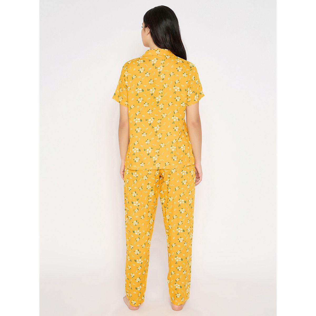 Clovia Floral Print Short Sleeve Shirt and Pyjama Set-women-clothing-nightwear-pyjamas-longsets-image-5