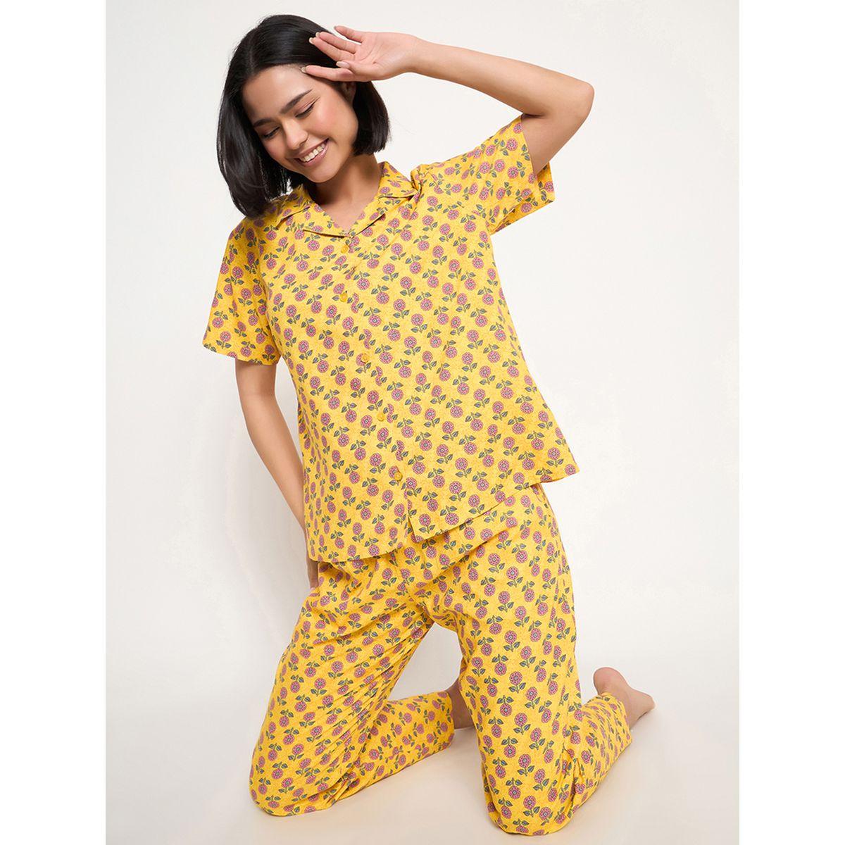 طقم بيجاما من بنطال وبلوزة بأكمام قصيرة-women-clothing-nightwear-pyjamas-longsets-image-1