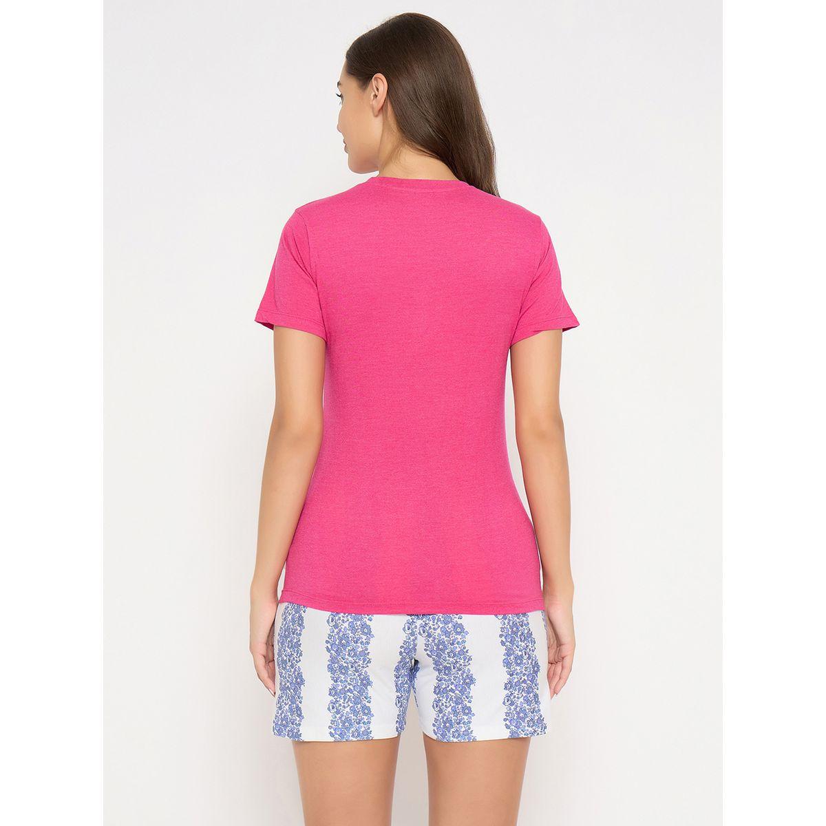 Clovia Floral Print Short Sleeve T-Shirt and Shorts Set-women-clothing-nightwear-pyjamas-shortsets-image-5