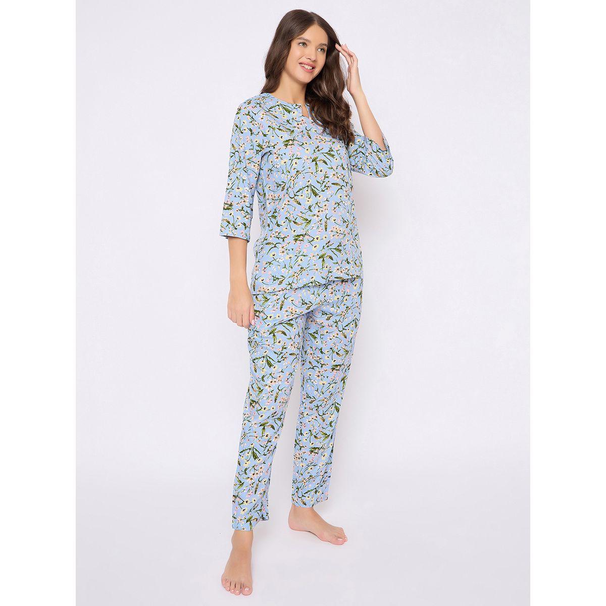 طقم بيجاما من بنطال وبلوزة بطبعة زهور-women-clothing-nightwear-pyjamas-longsets-image-5