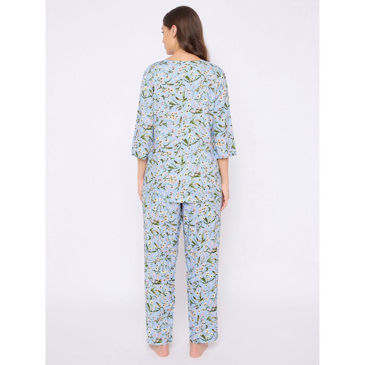 طقم بيجاما من بنطال وبلوزة بطبعة زهور-women-clothing-nightwear-pyjamas-longsets-image-6
