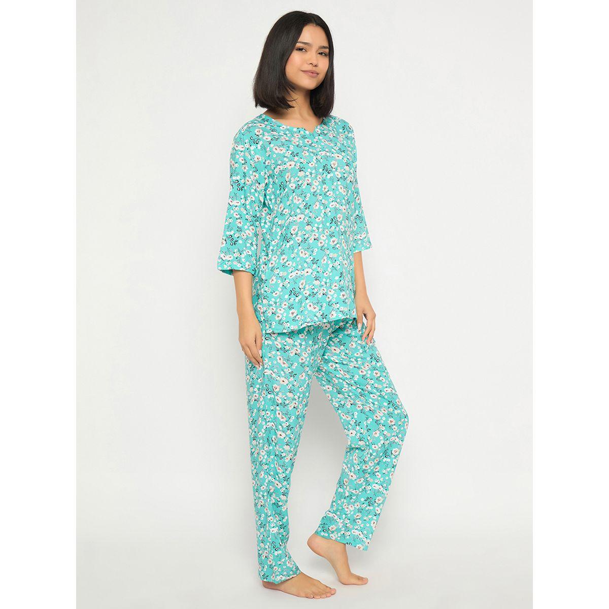 Clovia Floral Print Notch Neck Top and Pyjama Set-women-clothing-nightwear-pyjamas-longsets-image-5