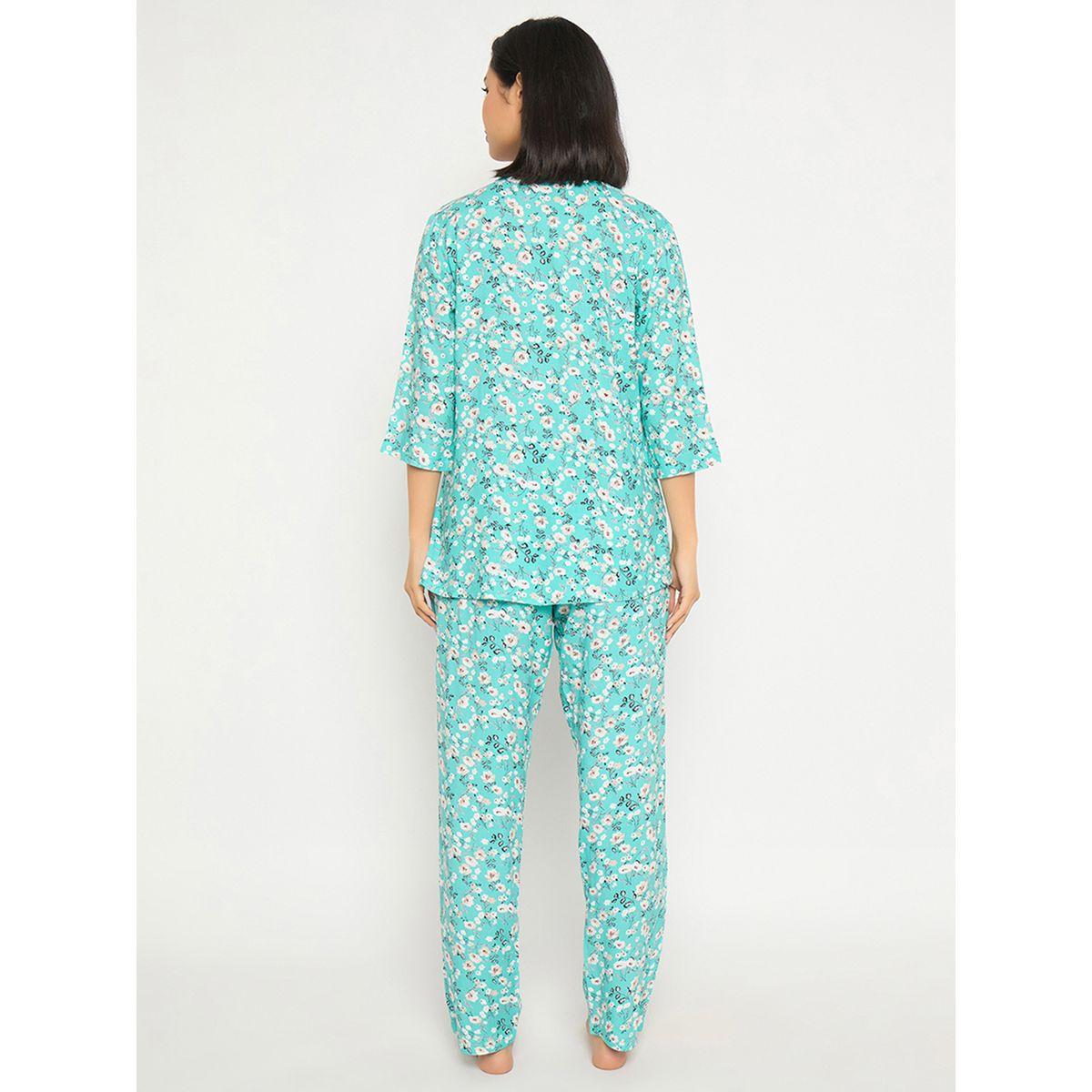 Clovia Floral Print Notch Neck Top and Pyjama Set-women-clothing-nightwear-pyjamas-longsets-image-6