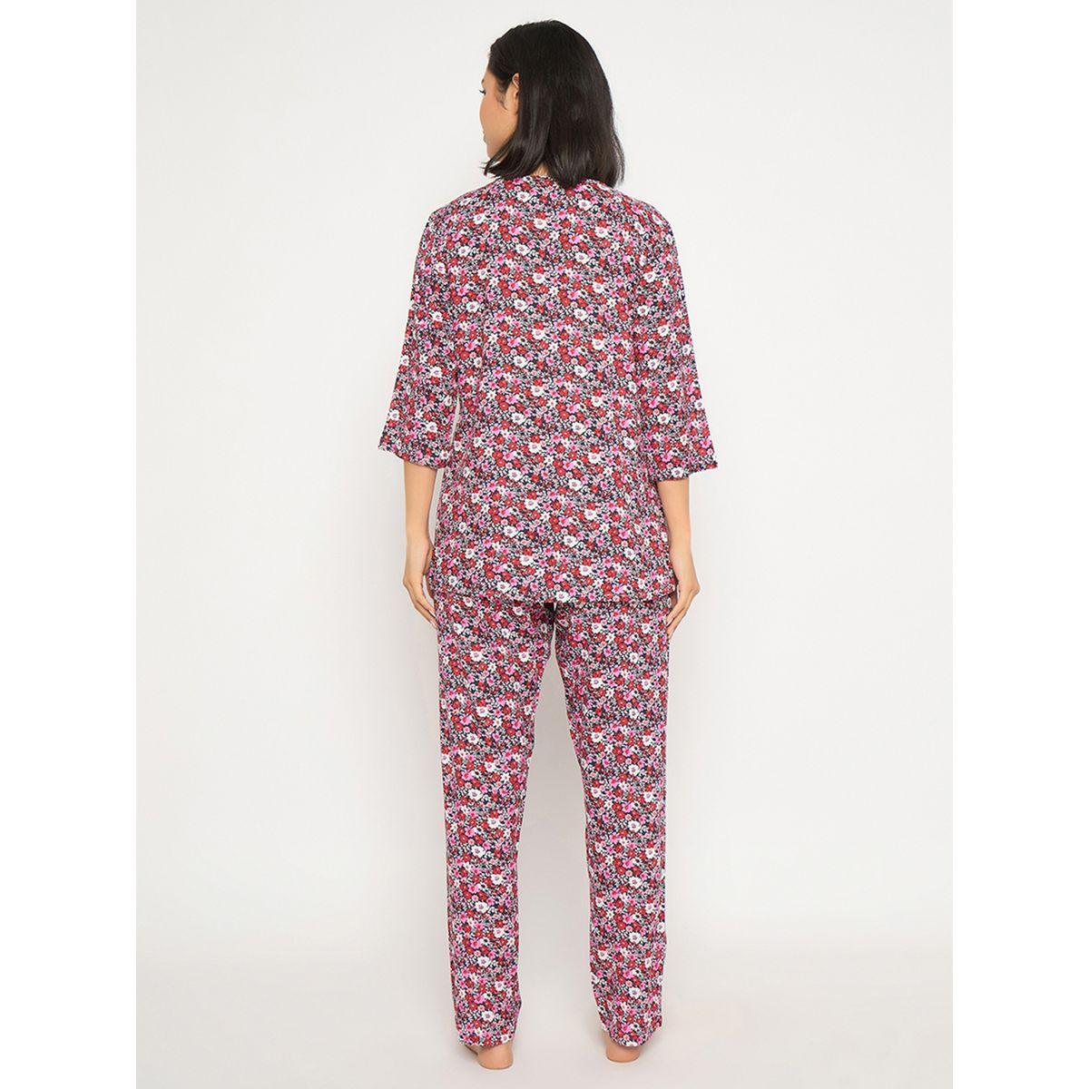 Clovia Floral Print Notch Neck Top and Pyjama Set-women-clothing-nightwear-pyjamas-longsets-image-8