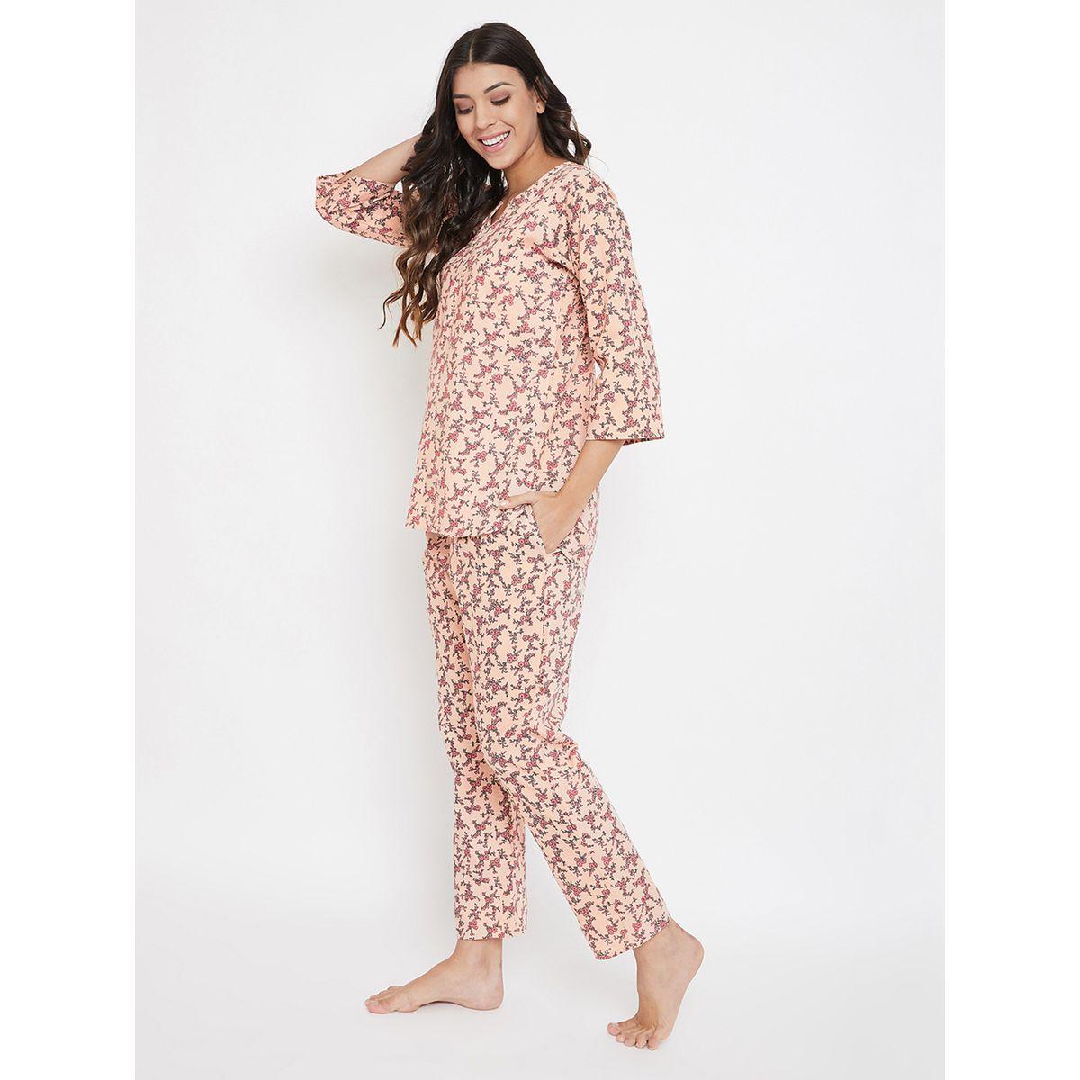 طقم بيجاما من بنطال وبلوزة بطبعة زهور-women-clothing-nightwear-pyjamas-longsets-image-2