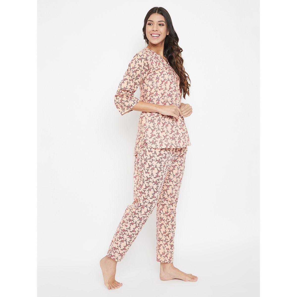 طقم بيجاما من بنطال وبلوزة بطبعة زهور-women-clothing-nightwear-pyjamas-longsets-image-3