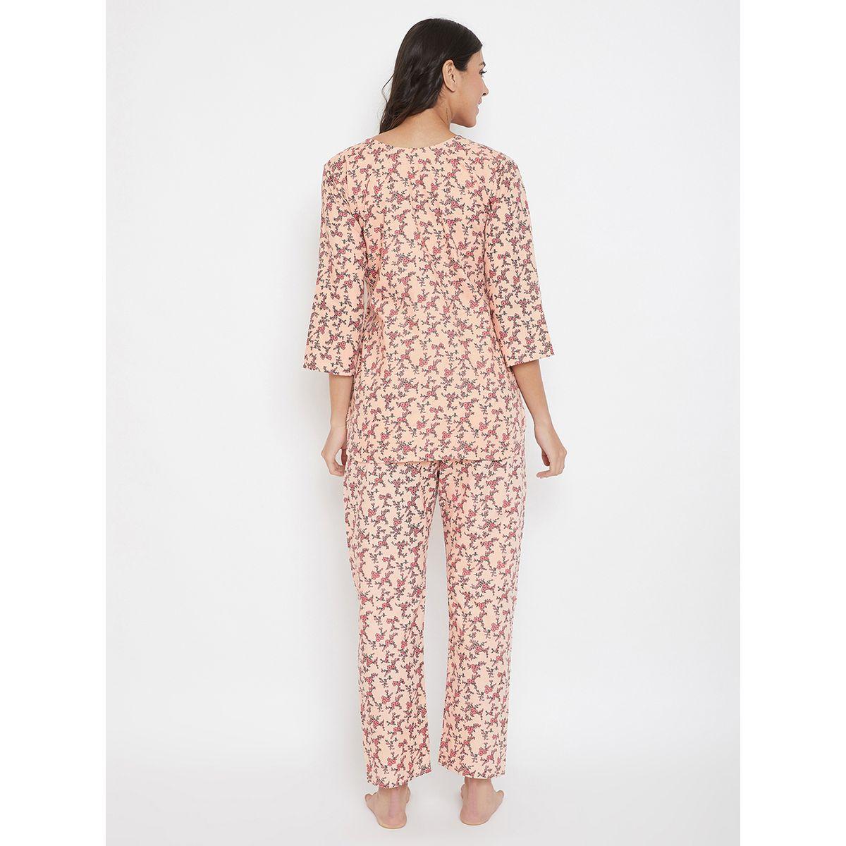 طقم بيجاما من بنطال وبلوزة بطبعة زهور-women-clothing-nightwear-pyjamas-longsets-image-4