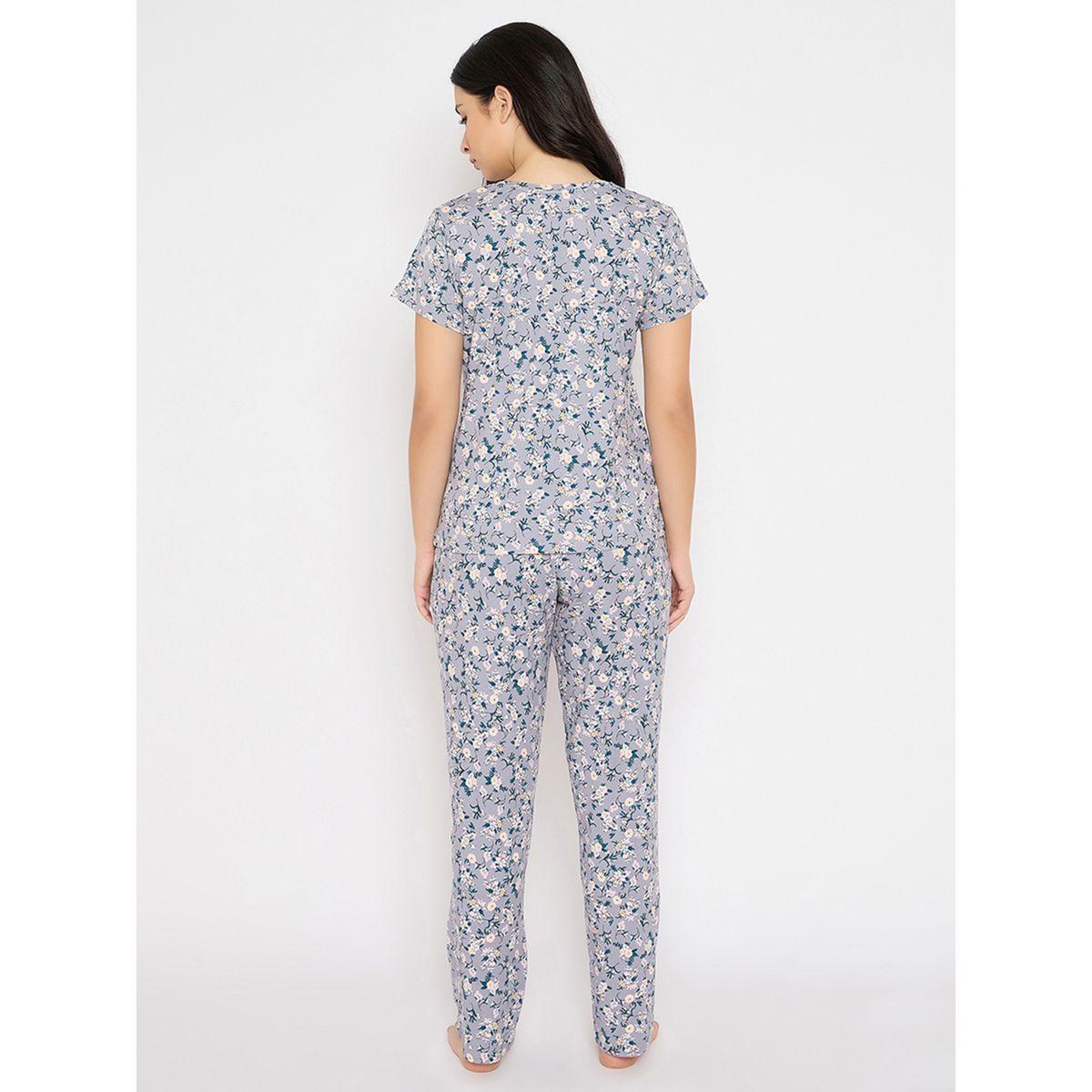 Clovia Floral Print Short Sleeve Top and Pyjama Set-women-clothing-nightwear-pyjamas-longsets-image-6