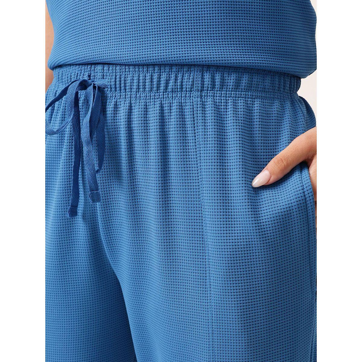 Clovia Waffle Textured Short Sleeve T-Shirt and Pyjama Set-women-clothing-nightwear-pyjamas-longsets-image-6