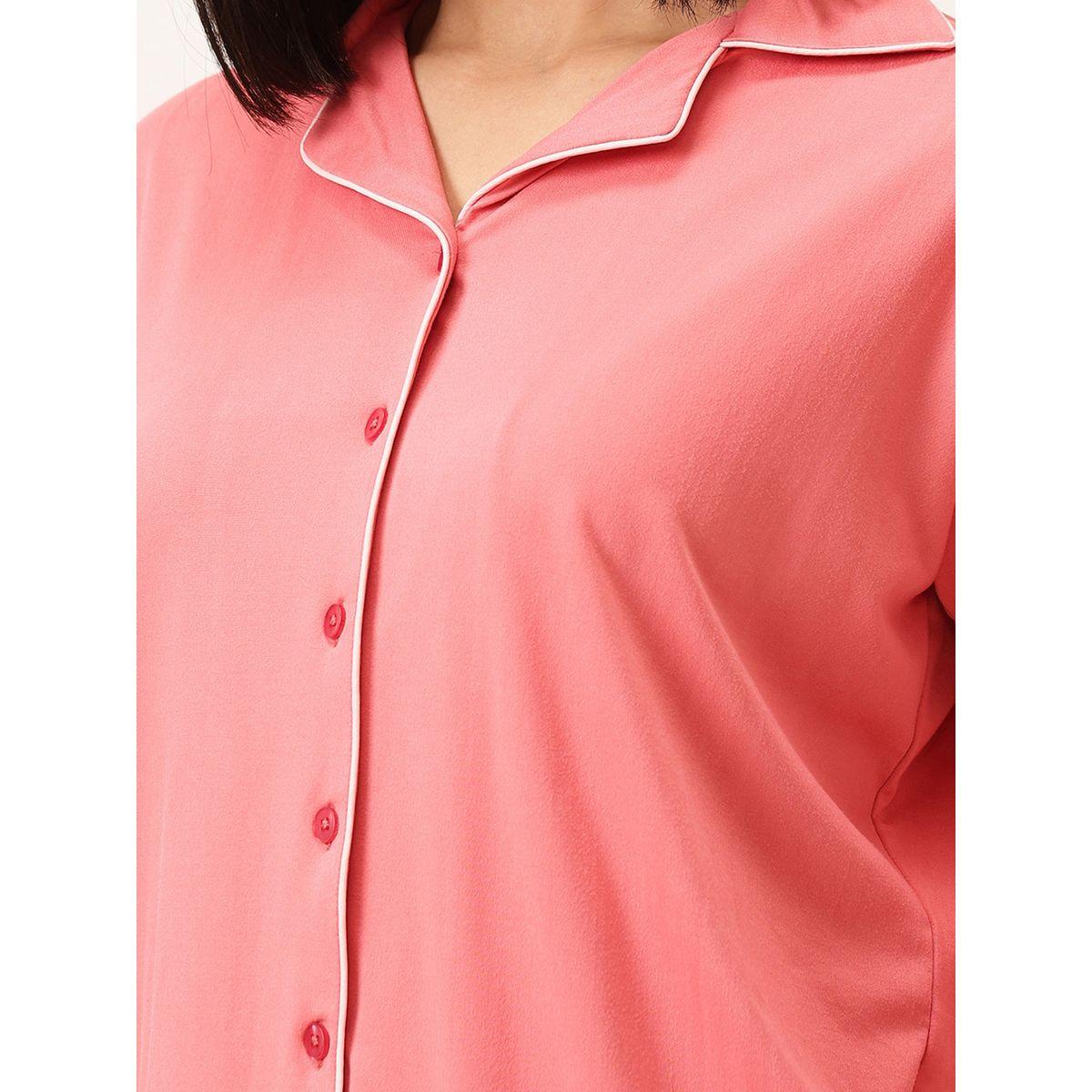 Clovia Solid 3/4 Sleeve Shirt and Pyjama Set-women-clothing-nightwear-pyjamas-longsets-image-3