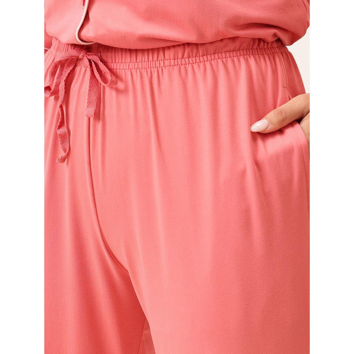 طقم بيجاما من بنطال وبلوزة سادة بأكمام 3/4-women-clothing-nightwear-pyjamas-longsets-image-5