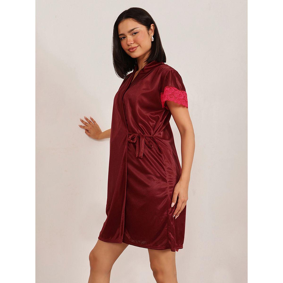 مجموعة من قميص نوم مع روب ساتان بدانتيل-women-clothing-nightwear-robes-image-2
