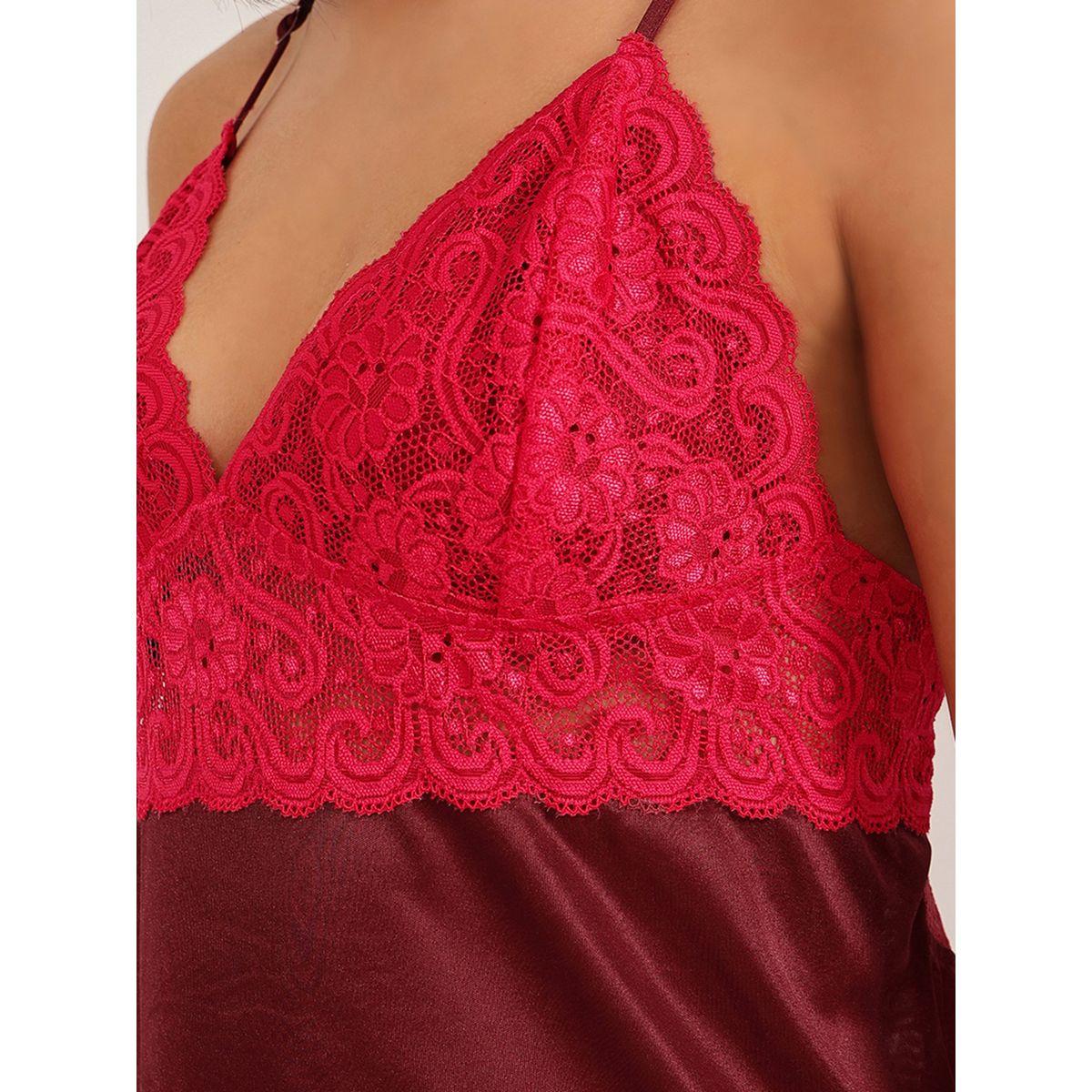 مجموعة من قميص نوم مع روب ساتان بدانتيل-women-clothing-nightwear-robes-image-5