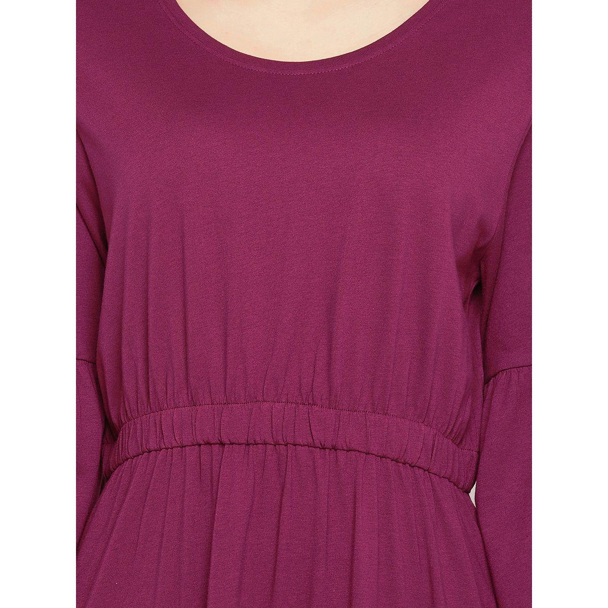 Clovia Solid Bell Sleeves Nightdress with Lace Trim-women-clothing-nightwear-nighties-image-7