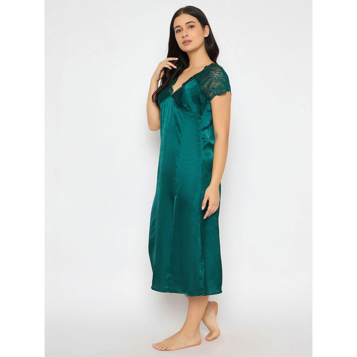قميص نوم سادة ساتان بتفاصيل دانتيل-women-clothing-nightwear-nighties-image-3