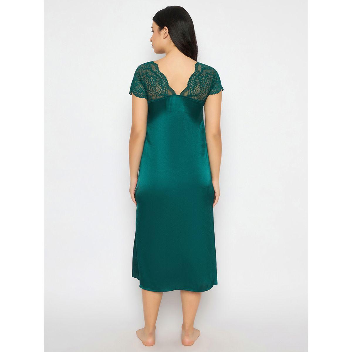 قميص نوم سادة ساتان بتفاصيل دانتيل-women-clothing-nightwear-nighties-image-5