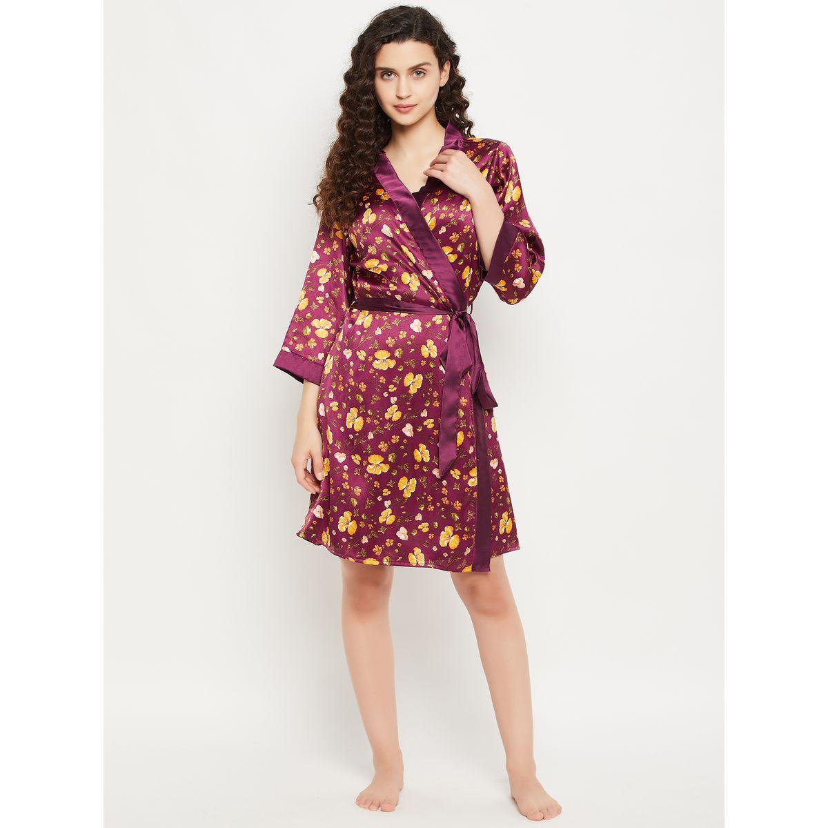روب ساتان مطبع بزهور مع أربطة-women-clothing-nightwear-robes-image-3