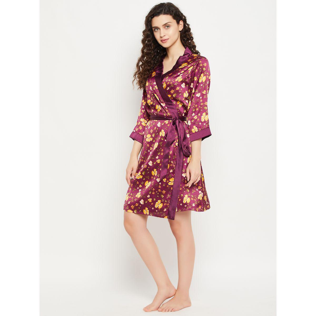 روب ساتان مطبع بزهور مع أربطة-women-clothing-nightwear-robes-image-4