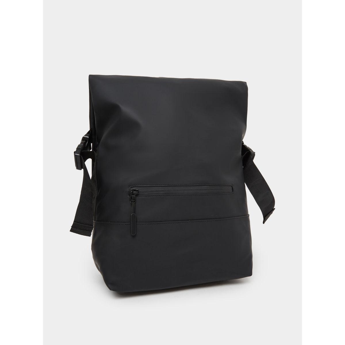 Styli Black Roll-Top Backpack with Buckle Detail-men-bags-image-1