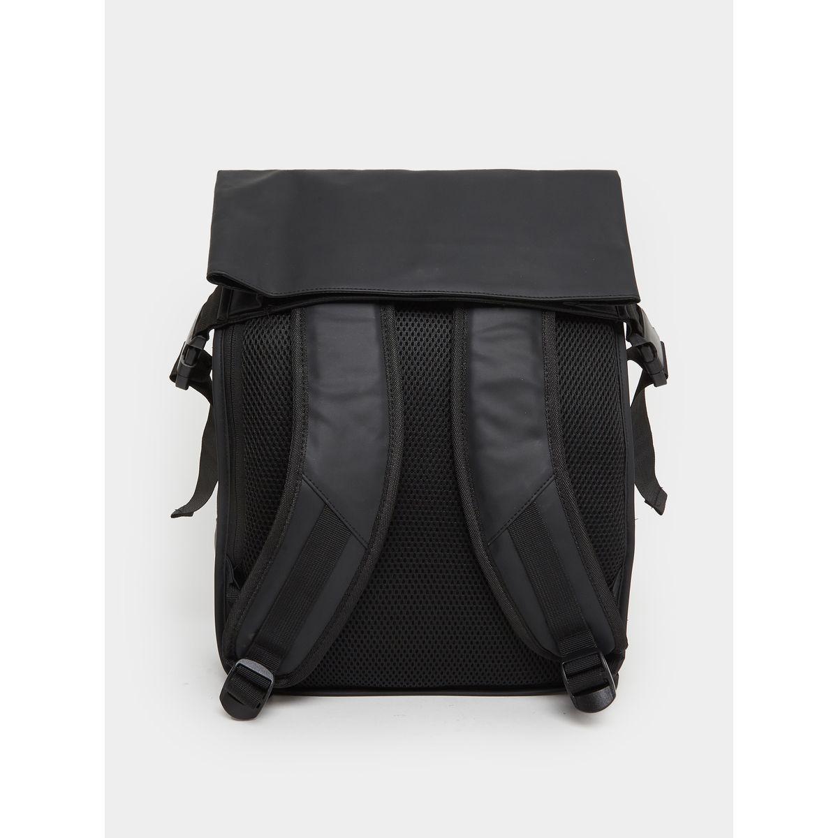 Styli Black Roll-Top Backpack with Buckle Detail-men-bags-image-2