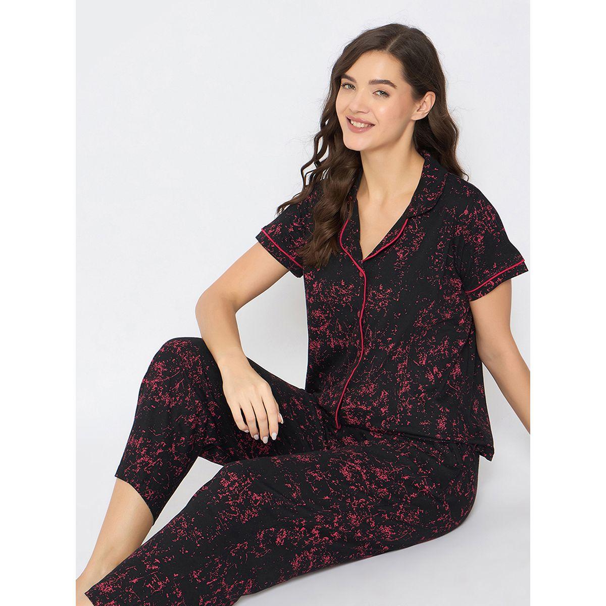 Clovia Abstract Printed Short Sleeve Shirt and Pyjama Set-women-clothing-nightwear-pyjamas-longsets-image-1