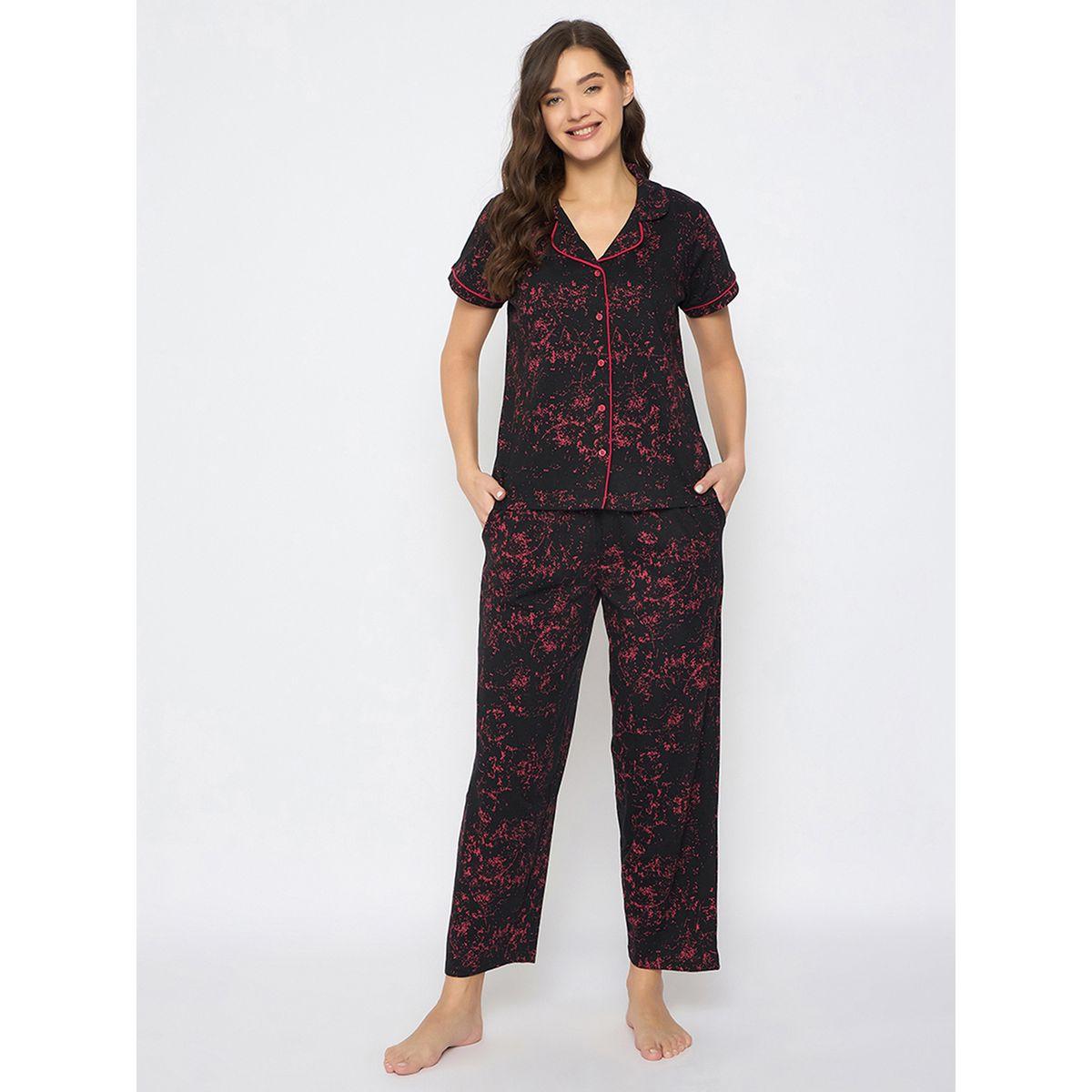 Clovia Abstract Printed Short Sleeve Shirt and Pyjama Set-women-clothing-nightwear-pyjamas-longsets-image-2