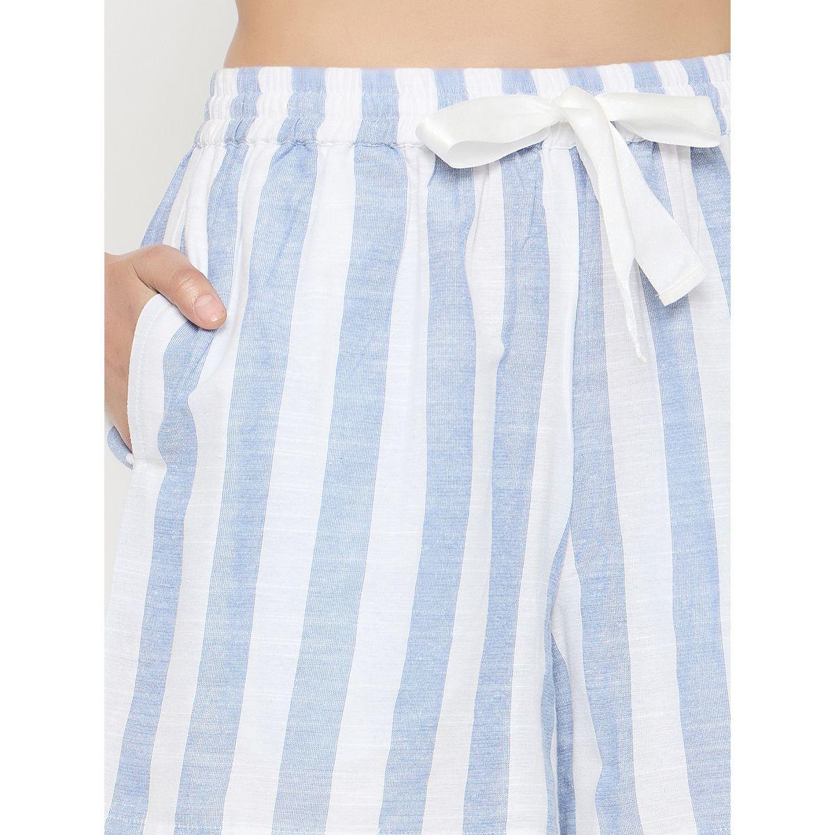 Clovia Striped Button-Down Cotton Shirt and Shorts Set-women-clothing-nightwear-pyjamas-shortsets-image-3