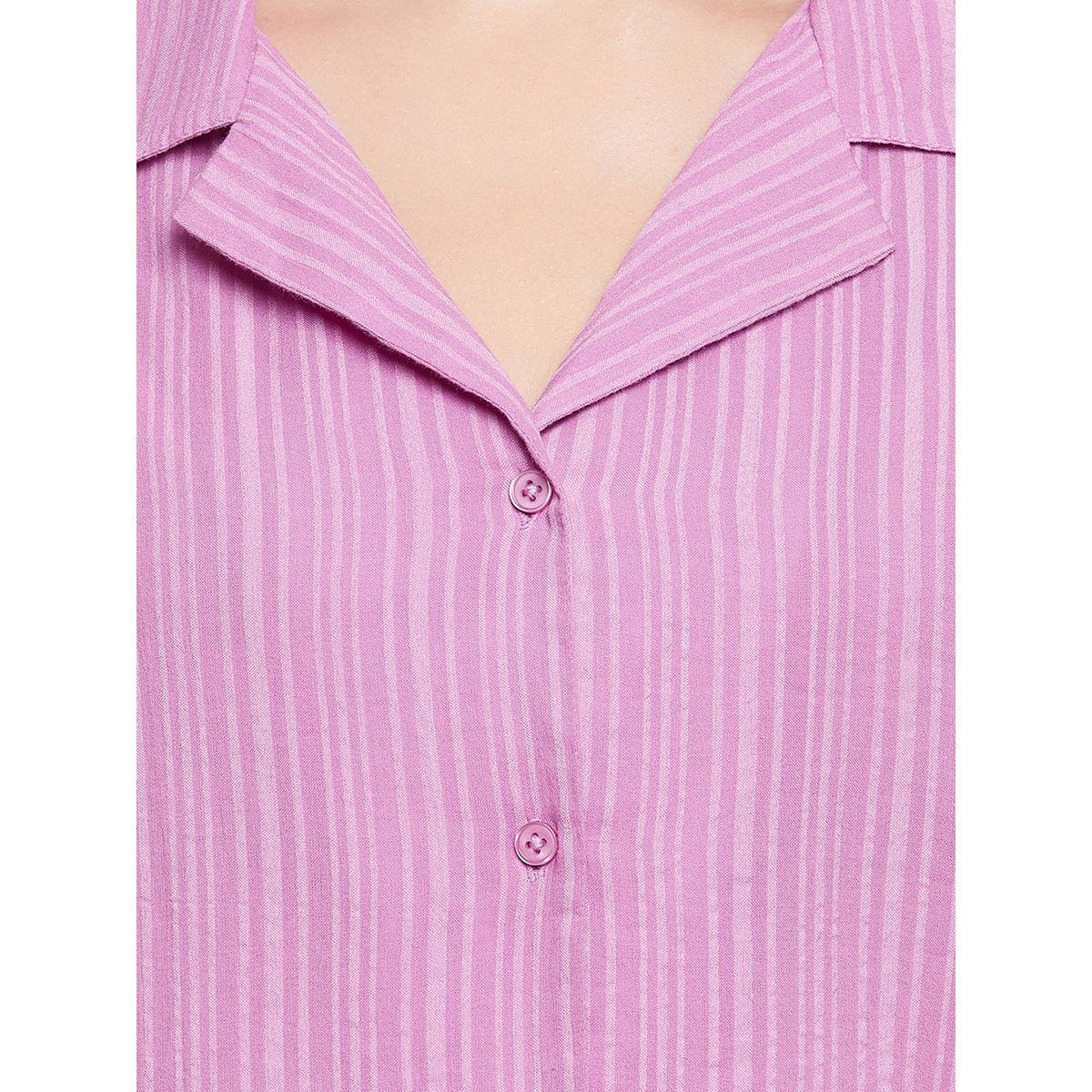 Clovia Striped Button Down Shirt and Pyjama Set-women-clothing-nightwear-pyjamas-longsets-image-5