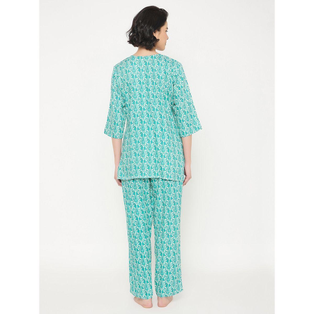Clovia Paisley Print Notch Neck Top and Pyjama Set-women-clothing-nightwear-pyjamas-longsets-image-2