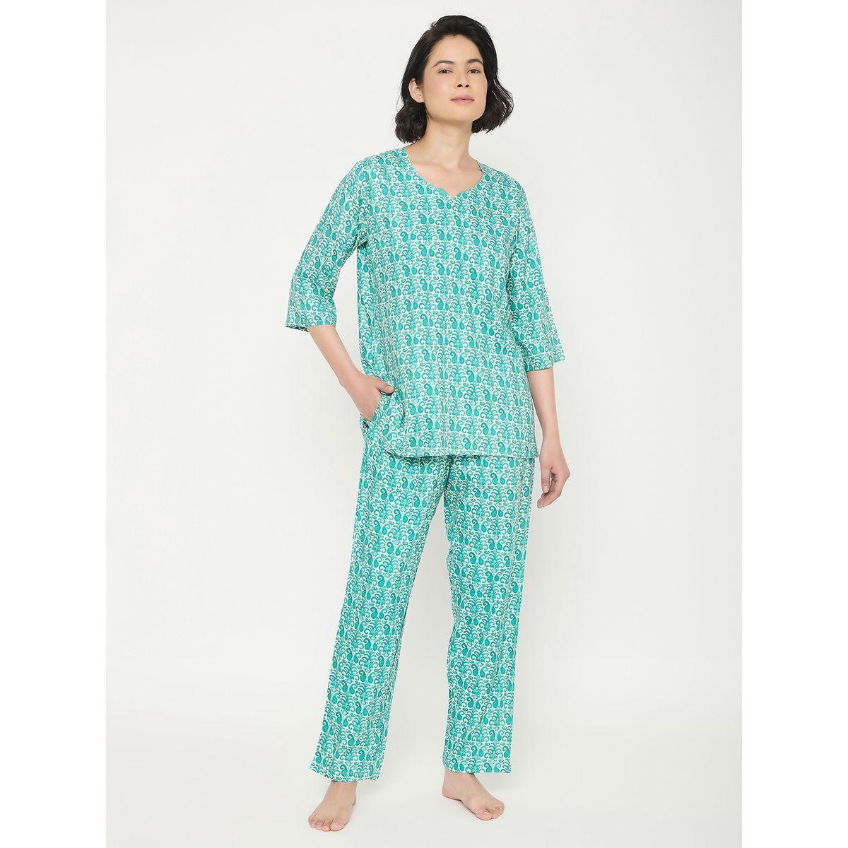 Clovia Paisley Print Notch Neck Top and Pyjama Set-women-clothing-nightwear-pyjamas-longsets-image-5