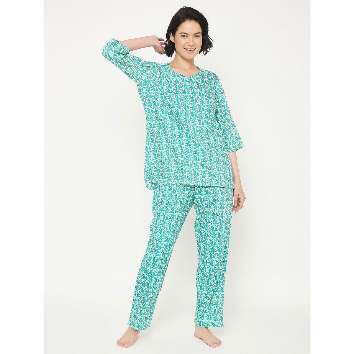 Clovia Paisley Print Notch Neck Top and Pyjama Set-women-clothing-nightwear-pyjamas-longsets-image-6