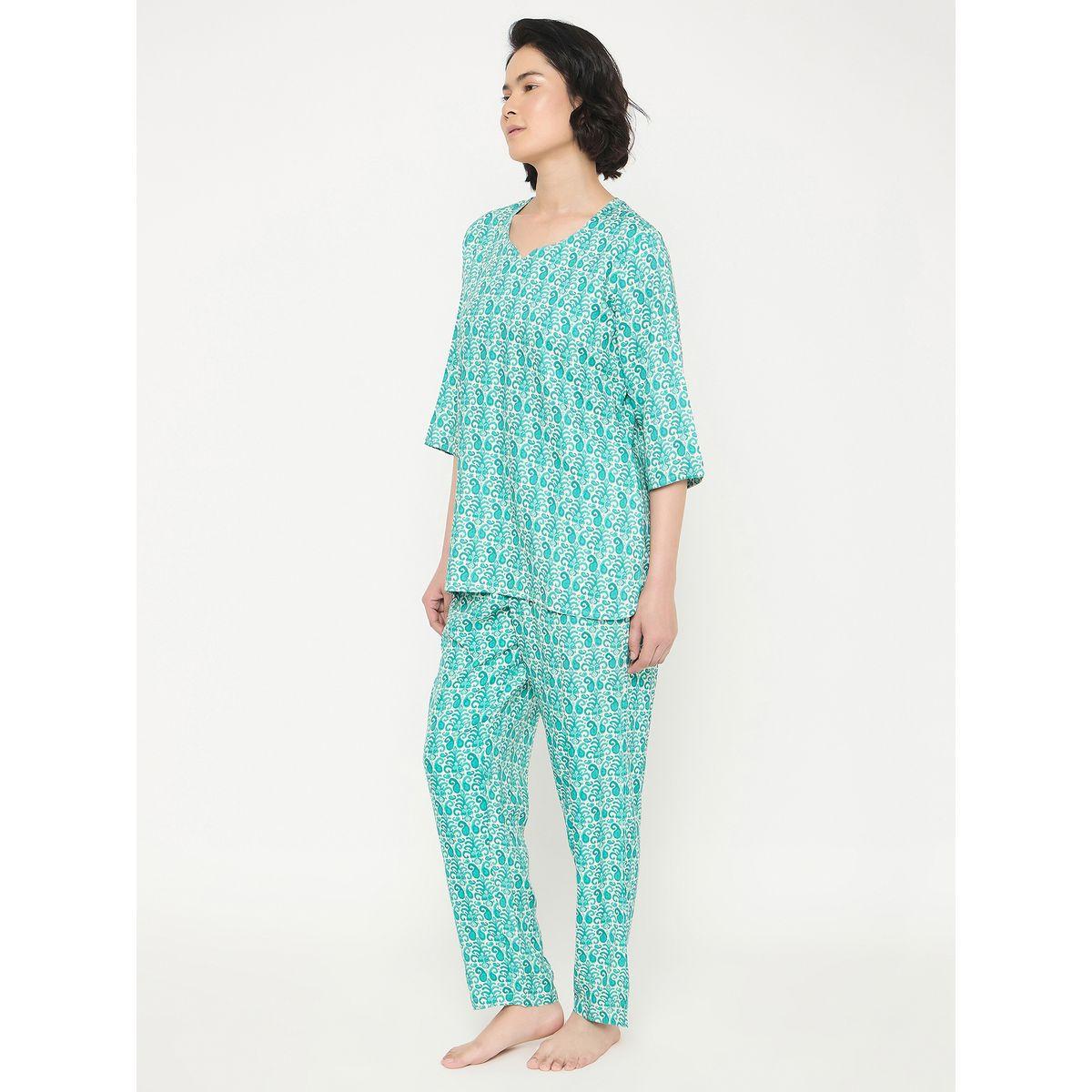 Clovia Paisley Print Notch Neck Top and Pyjama Set-women-clothing-nightwear-pyjamas-longsets-image-7