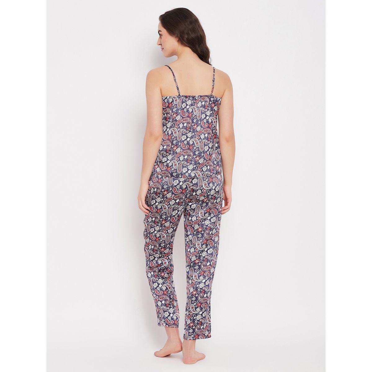 مجموعة من بنطال بيجاما وبلوزة كامي ساتان بطبعة بيزلي-women-clothing-nightwear-pyjamas-longsets-image-6