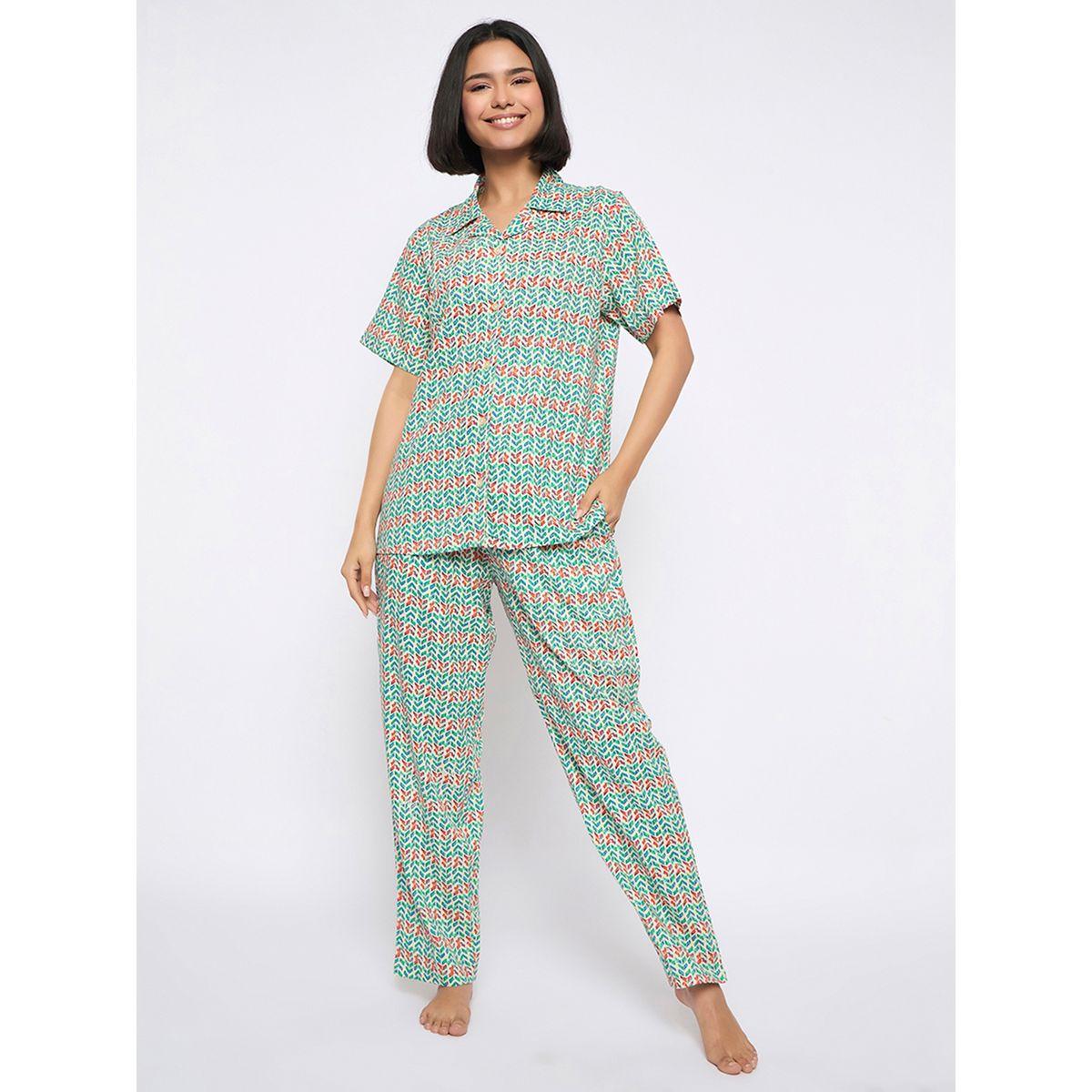طقم بيجاما من بنطال وبلوزة مطبعة بالكامل-women-clothing-nightwear-pyjamas-longsets-image-2