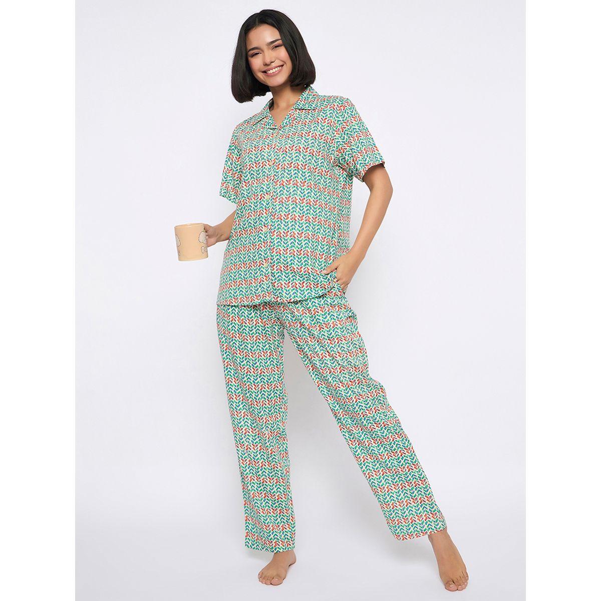 Clovia All-Over Print Button Down Shirt and Pyjama Set-women-clothing-nightwear-pyjamas-longsets-image-3
