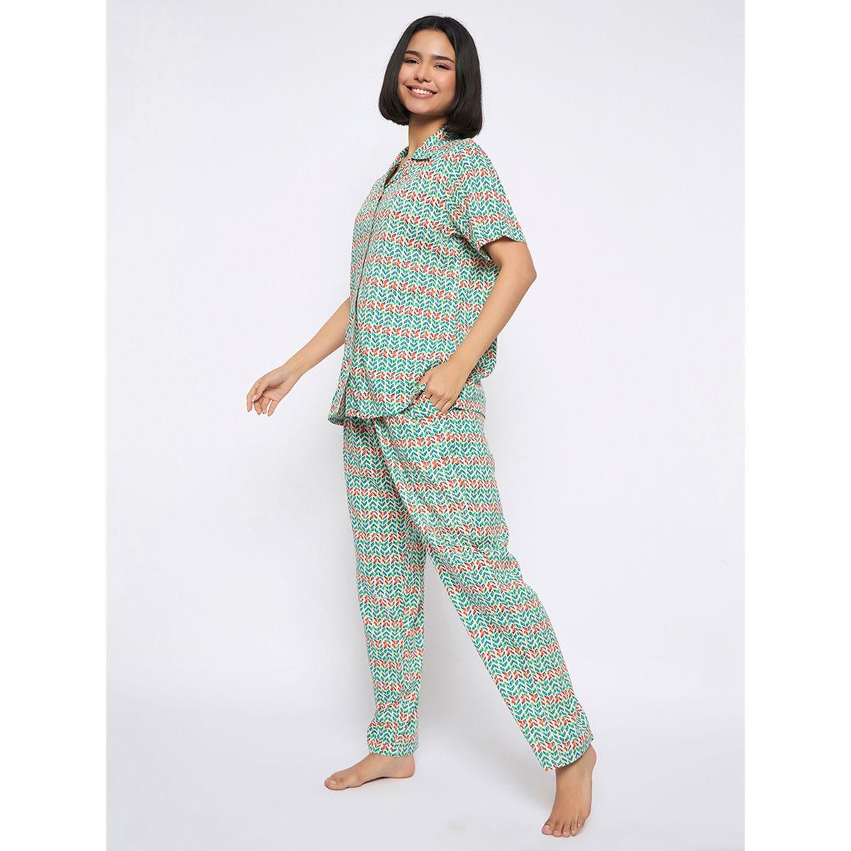 Clovia All-Over Print Button Down Shirt and Pyjama Set-women-clothing-nightwear-pyjamas-longsets-image-4