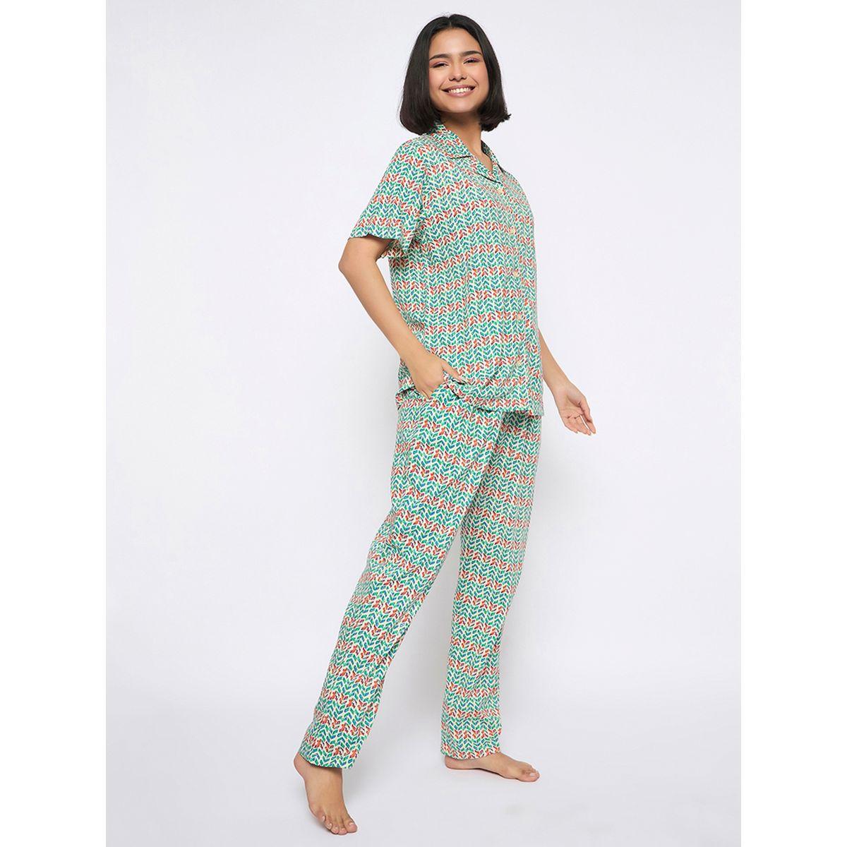 Clovia All-Over Print Button Down Shirt and Pyjama Set-women-clothing-nightwear-pyjamas-longsets-image-5