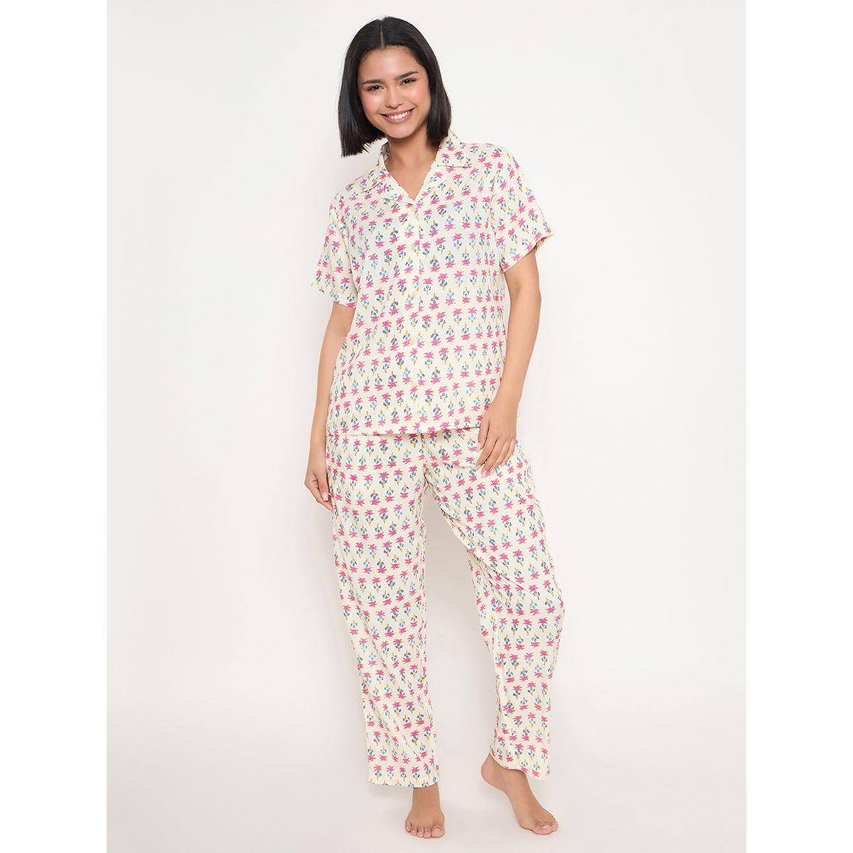 Clovia All-Over Print Button Down Shirt and Pyjama Set-women-clothing-nightwear-pyjamas-longsets-image-2