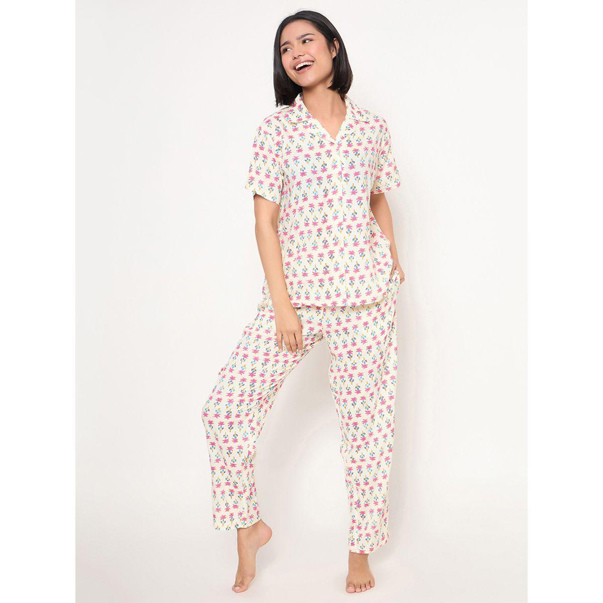مجموعة من بنطال بيجاما وبلوزة مطبعة بالكامل-women-clothing-nightwear-pyjamas-longsets-image-3