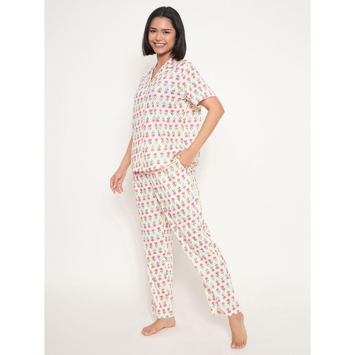 مجموعة من بنطال بيجاما وبلوزة مطبعة بالكامل-women-clothing-nightwear-pyjamas-longsets-image-4