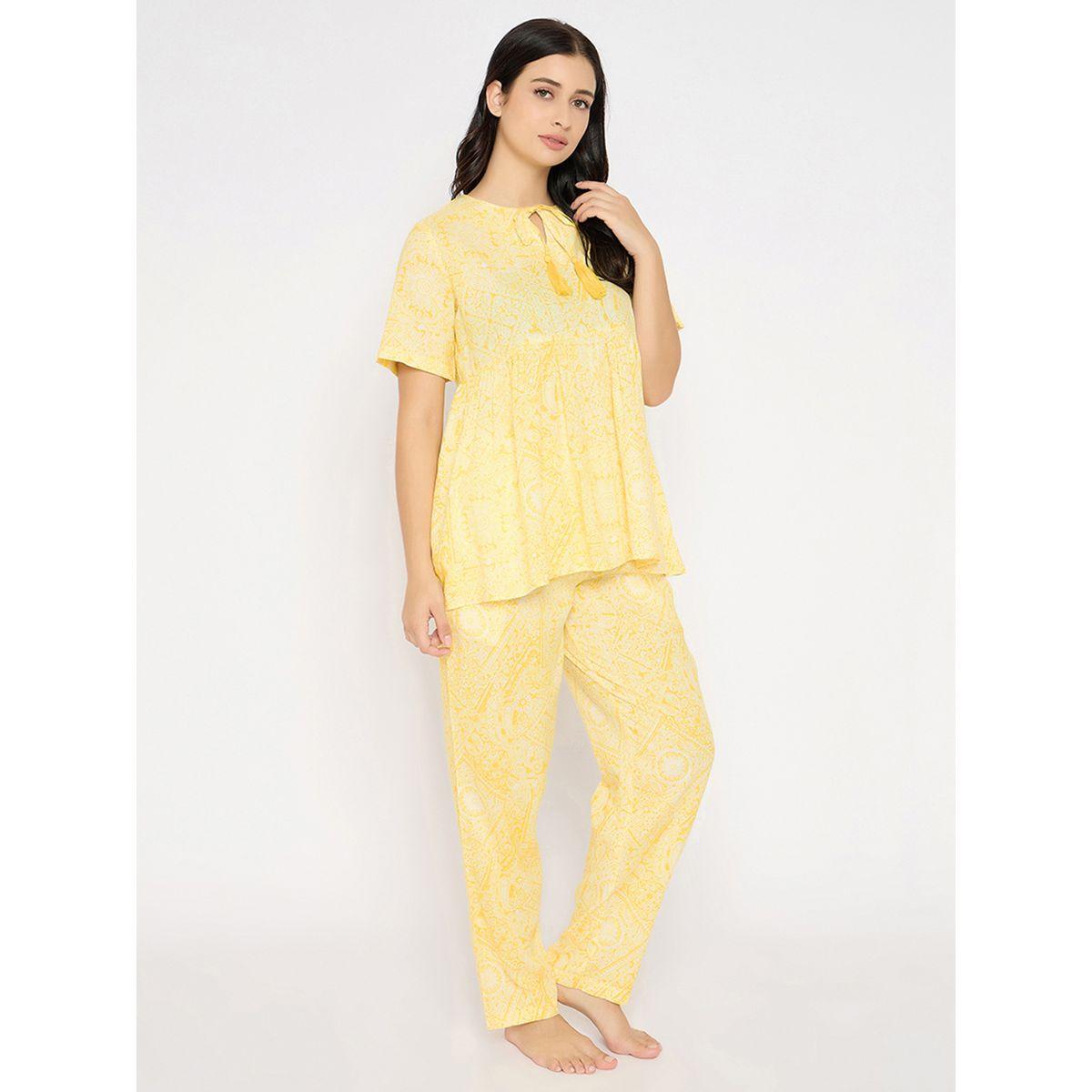 Clovia Printed Short Sleeve Peplum Top and Pyjama Set-women-clothing-nightwear-pyjamas-longsets-image-5