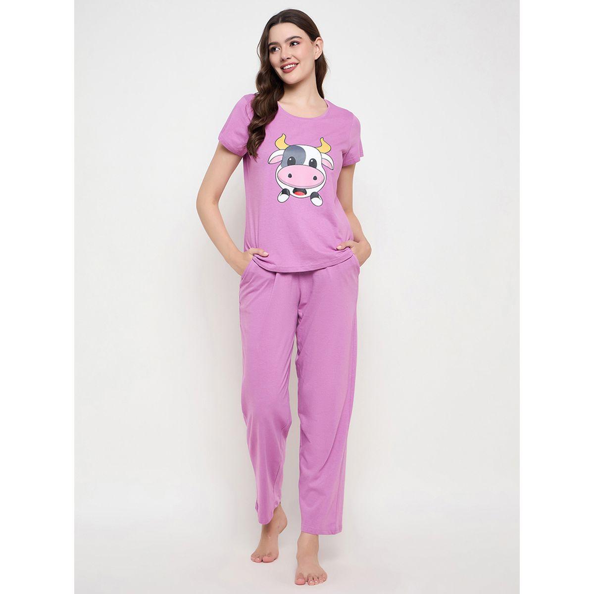 طقم بيجاما من بنطال وتيشيرت بأكمام قصيرة-women-clothing-nightwear-pyjamas-longsets-image-2